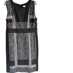 Chico's | Neutral Printed Sleeveless Sheath Dress Size 8/10/M Black & Grey